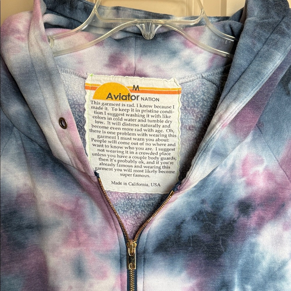 Aviator Nation Blue and Purple Zip-Up Hoodie